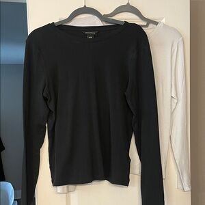 Club Monaco Black & White 2-pack Long Sleeve Crew Tee
